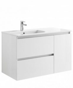 Set PROMO mobilier Gala Jade alb lucios si lavoar 90 cm