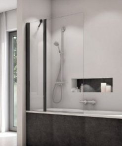 Paravan cada pivotant 90° SanSwiss Solino SOEB13, negru mat 90xH150cm