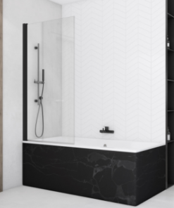 Paravan cada pivotant 180° SanSwiss Solino SOEB13, negru mat 75xH150cm