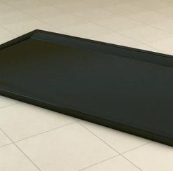 Cadita dus SanSwiss ILA WIA, 90 x 140 cm slim din marmura compozita, negru granit
