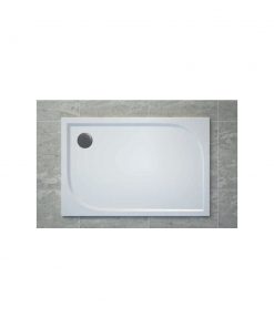 Cadita de dus dreptunghiulara SanSwiss Tracy WAA 90x120 cm slim marmura sintetica alb