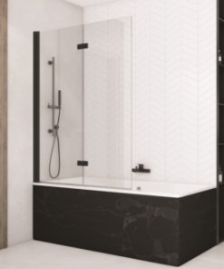 Paravan cada pliabil 180° SanSwiss Solino SOLB2, negru mat 100xH150cm