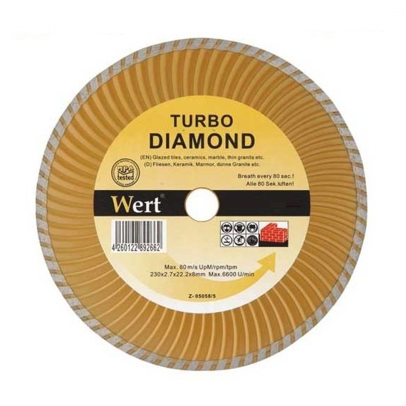 Disc diamantat turbo, taiere beton, piatra, granit Wert W2712-115 O115x22.2 mm