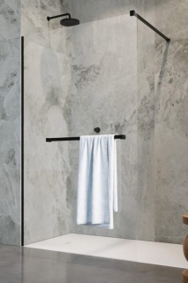 Cabina dus Walk-In Radaway Modo New II Black cu suport prosop 90xH200 cm