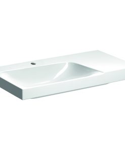Lavoar asimetric Geberit Xeno2 90x48cm fara preaplin raft dreapta KeraTect alb