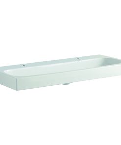 Lavoar dublu Geberit Citterio 120x50cm doua orificii baterie fara preaplin montare pe mobilier KeraTect alb
