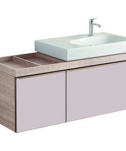 Dulap baza Geberit Citterio 118.4cm cu blat stanga si doua sertare sticla taupe corp stejar bej