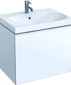 Dulap baza Geberit Acanto 64x47.5cm cu un sertar sticla alba corp alb lucios