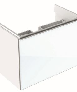 Dulap baza Geberit Acanto 74x41.6cm cu un sertar sticla alba corp alb lucios