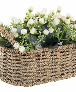 Aranjament decorativ cu plante artificiale Kalanchoe Alb / Natural L23,5xl12,5xH17 cm