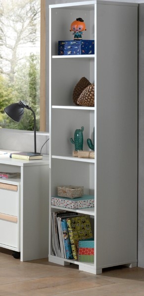 Biblioteca din lemn de fag si pal pentru copii London Alb, l45,5xA45xH195,2 cm