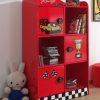 Biblioteca din MDF cu 3 usi, pentru copii Le Mans Rosu, l76xA42xH133,5 cm