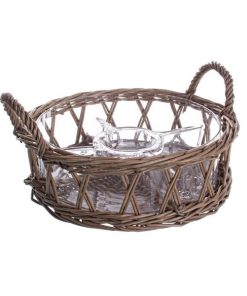 Bol sticla cu 5 compartimente in cos rachita Diametru 30 cm x 15 h