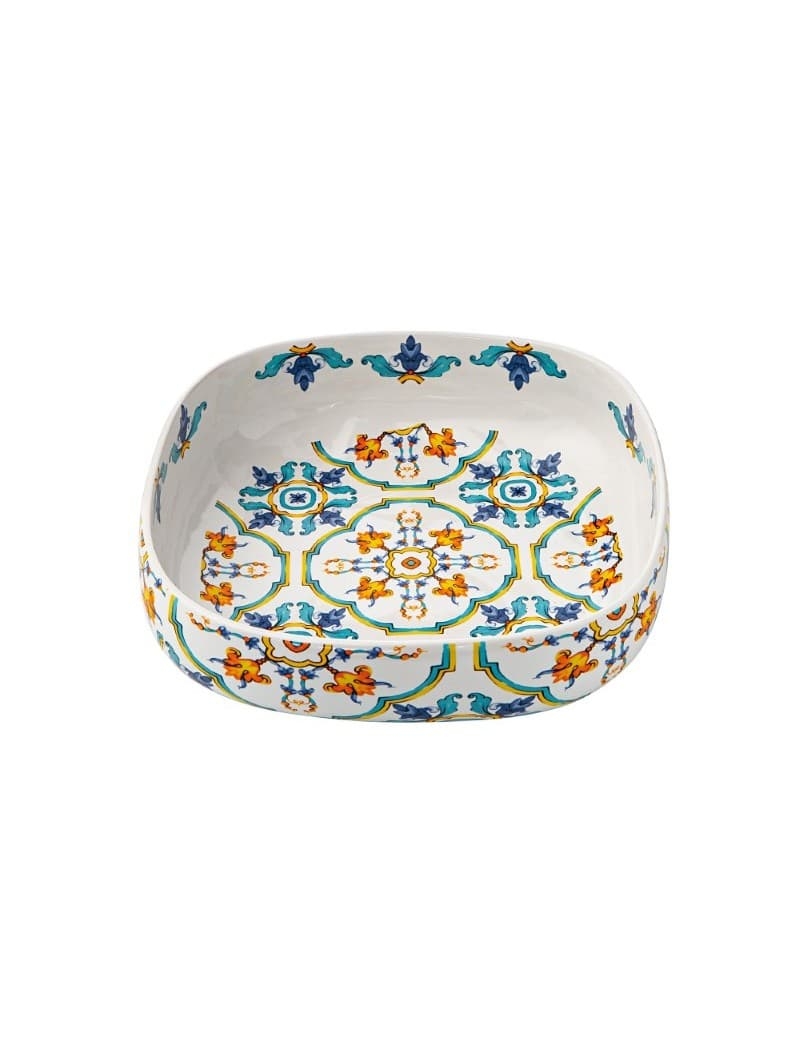 Bol servire din ceramica, Medicea Multicolor, L30xl30xH8 cm