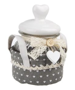 Borcan ceramic decorativ condimente alb gri 16x16x22h