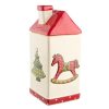 Borcan Craciun ceramic decorativ cu capac model Casuta 11x11x27h