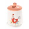 Borcan decorativ model Gaina ceramica rosu Diametru 10 cm x 14 H