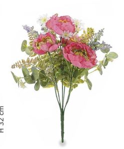 Buchet peonia artificiale roz intens 32 cm