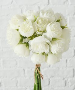 Buchet flori artificiale Rose Crem / Verde, H30 cm