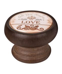 Buton pentru mobila, Love 450NG28, finisaj nuc, D40 mm - Maxdeco