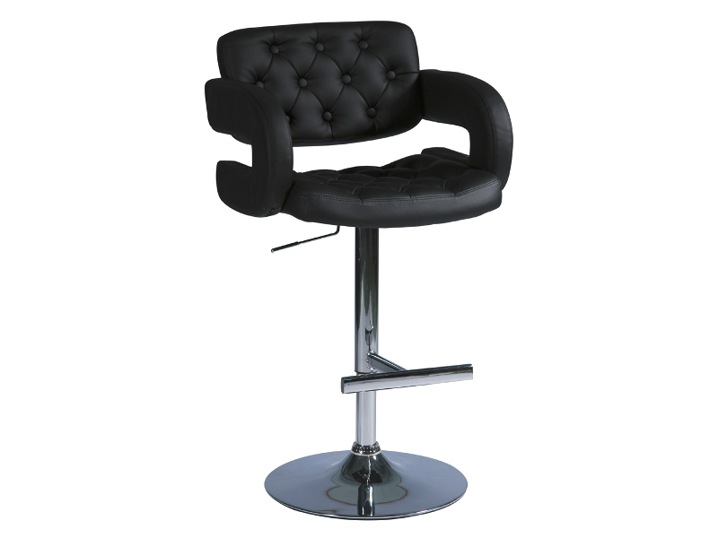 Scaun de bar tapitat cu piele ecologica, cu picior metalic C-141 Black, l48xA35xH96-116 cm