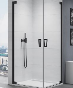 Usa de dus batanta Sanswis Cadura 90cm stanga sticla securizata transparenta 6mm profil negru mat