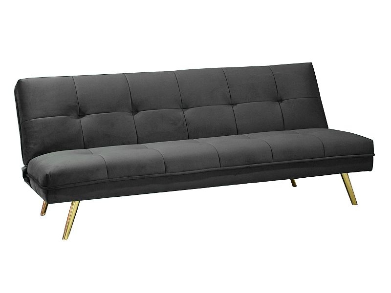 Canapea extensibila tapitata cu stofa, 3 locuri Moritz Velvet Gri / Auriu, l181xA88xH80 cm