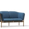 Canapea fixa tapitata cu stofa, 2 locuri, Dowel Albastru / Natural, l147xA76,5xH85 cm