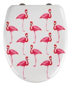 Capac toaleta din duroplast, Flamingo Alb / Roz, l38xA45 cm