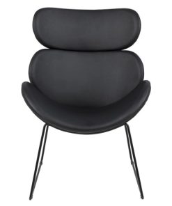 Scaun tapitat cu piele ecologica si picioare metalice Cazar Black, l69xA78,5xH90,5 cm