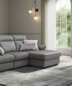 Coltar fix cu mecanism Relax, cu sezlong pe dreapta, Hollis Gri Inchis, l248xA153xH94 cm