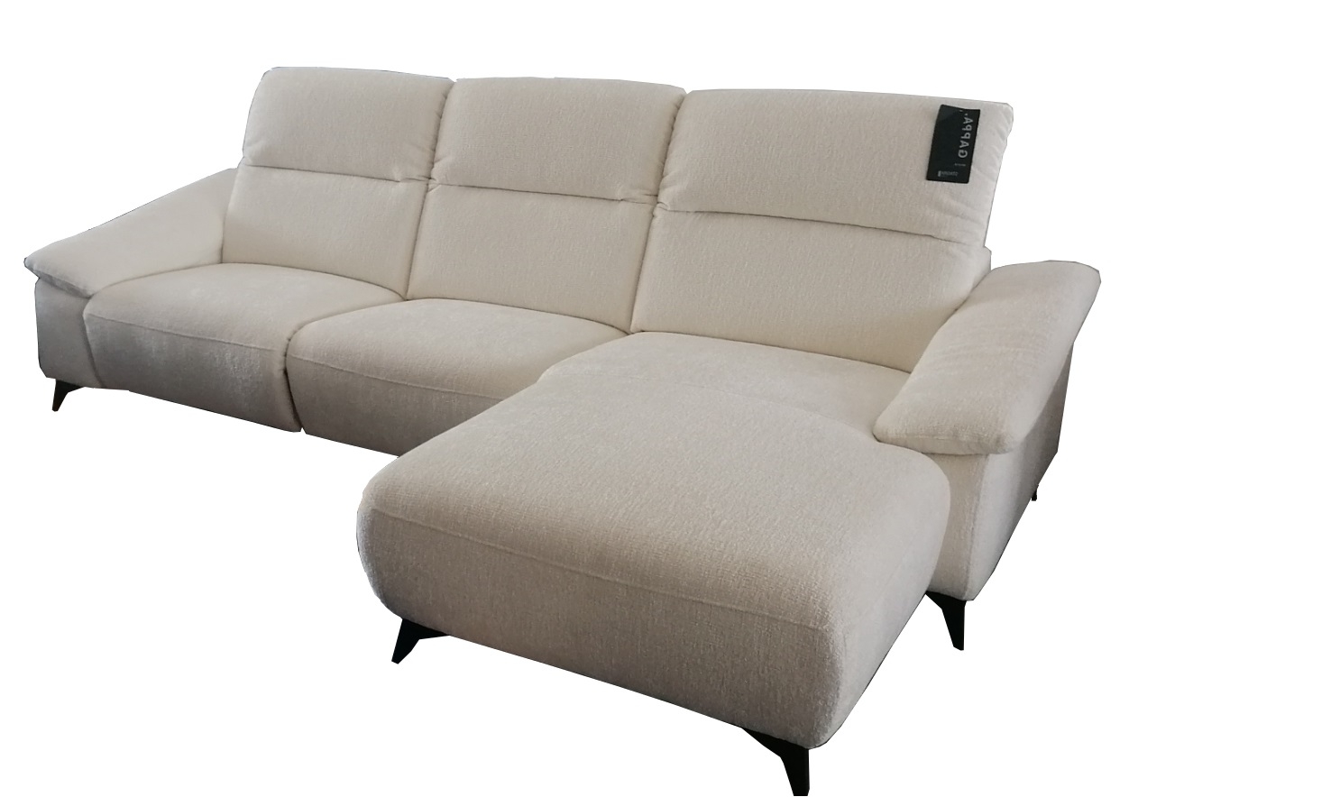 Coltar fix cu mecanism Relax, cu sezlong pe dreapta, tapitat cu stofa, Gappa Alb, l290xA170xH84 cm