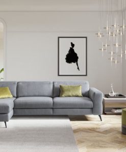 Coltar fix cu mecanism Relax, cu sezlong pe stanga, Gareth Gri, l289xA158xH78-102 cm