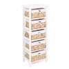 Comoda 5 sertare lemn rattan alb natur 38 cm x 27 cm x 93h