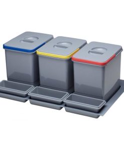 Cos de gunoi Praktico incorporabil in sertar, colectare selectiva cu 3 recipiente, pentru corp de 800 mm latime - Maxdeco