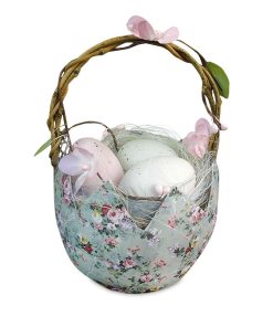 Cosulet decorativ cu oua Pastel Flowery Uno Multicolor, L13xl11xH18 cm