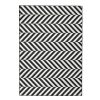 Covor decorativ pentru exterior si interior, tesatura plata, cu doua fete, impermeabil, reversibil,model zigzag, 230x160 cm, alb negru, Topi Dreams