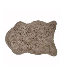 Covor pufos decorativ pentru living, model blana artificiala, 90 x 55 cm, maro, Topi Dreams