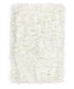 Covor pufos decorativ pentru living, model imitatie blana artificiala, moale, calduros si confortabil, 90 x 60 cm, alb murdar