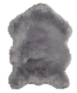 Covor pufos decorativ pentru living, model imitatie blana artificiala, moale, calduros si confortabil, 90 x 60 cm, gri