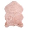 Covor pufos decorativ pentru living, model imitatie blana artificiala, moale, calduros si confortabil, 90 x 60 cm, roz