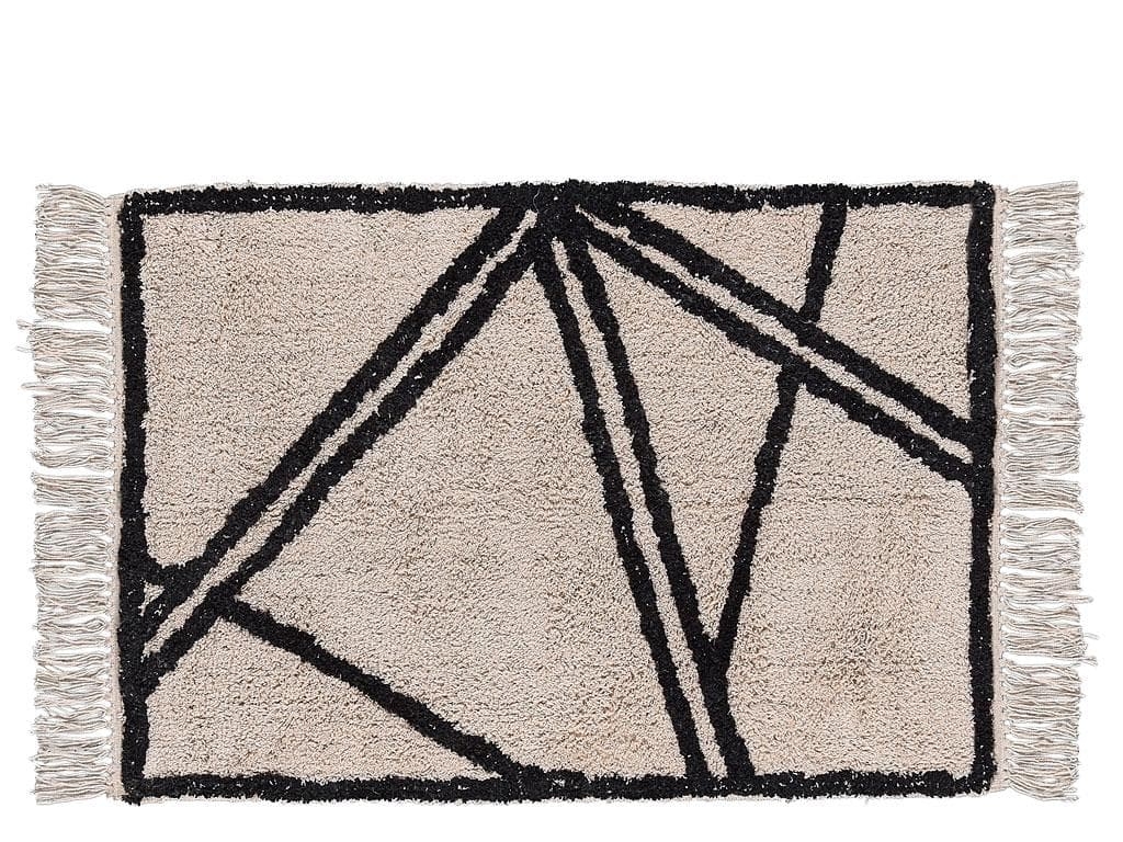 Covor tesut din bumbac Nature 340828 Bej / Negru, 60 x 90 cm, Villa Collection