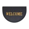 Covoras decorativ pentru usa de la intrare, in forma de semicerc, cu mesaj de bun venit in limba engleza, 60x40 cm, maro cu auriu, Topi Toy