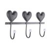 Cuier fier forjat gri 3 agatatori Cuore 40x9x23h