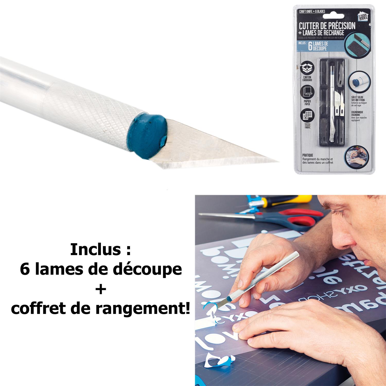 Cutit, cutter taieturi de precizie+6 lame - imagine 4