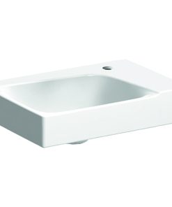 Lavoar asimetric Geberit Xeno2 40x28cm orificiu baterie dreapta fara preaplin montare pe mobilier KeraTect alb