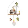 Decoratiune suspendabila tip pandantiv din lemn cu agatatoare metalica, decorat cu floricele de primavara, inimioara, iepuras, cos cu oua de Paste si casuta cu mesaj de bun venit, lungime 25 cm