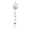 Decoratiune suspendabila tip pandantiv din lemn, decupat in forma de ou, decorat cu floricele de primavara, iepuras, pom pom si mesaj Paste Fericit, lungime 50 cm