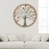 Decoratiune de perete din MDF si metal Life Tree II Natural, Ø80 cm