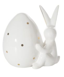 Decoratiune din dolomita Buny Alb / Auriu, L13xl9xH15 cm